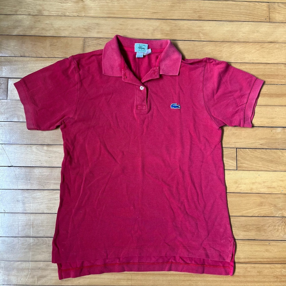 Vintage Izod Lacoste Red Pique Cotton Polo Shirt Short Sleeve Embroidered Logo
